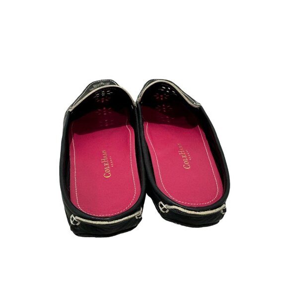 Cole Haan Womens 7.5 Black Pebbled Cut Out Leather Mules Slip On Driving Shoe - Picture 5 of 11